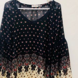 Blu Pepper Sheer Bell Sleeves High Low Boho